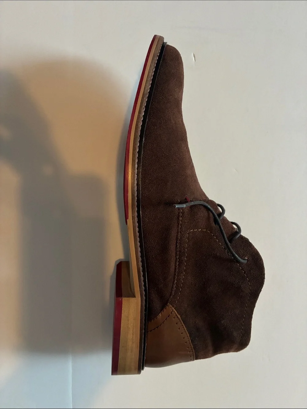 Stafford Brown Suede Chukka Boots with Red Sole Accents
